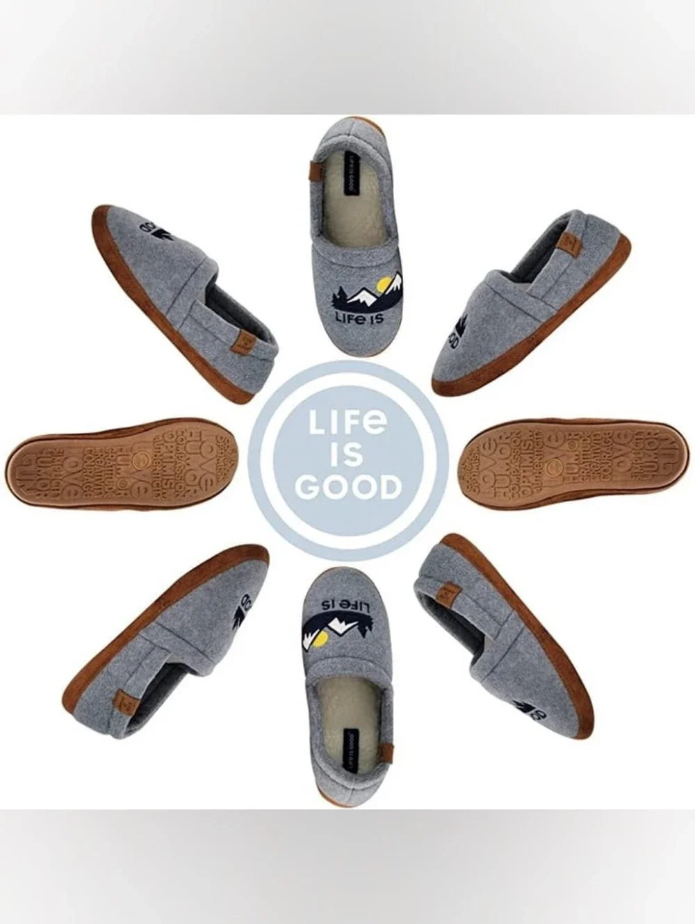 Vintage Style Life Is Good Mountain Fleece Slippers Gorpcore Mocs Size 10 M